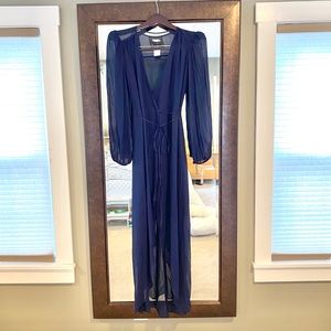 Reformation navy blue wrap maxi dress 8